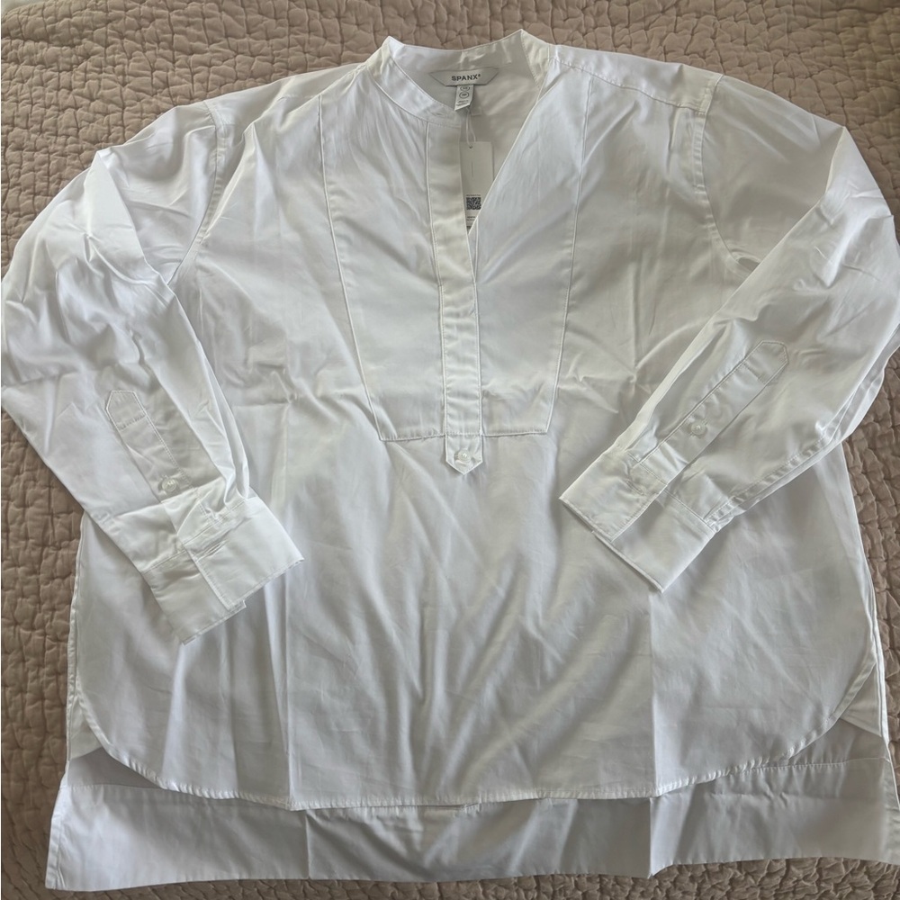 SPANX Classic White tuxedo top